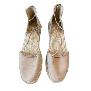 🥿 Eileen Fisher Tan Nubuck Espadrille Flats – Zip Back – Size 9